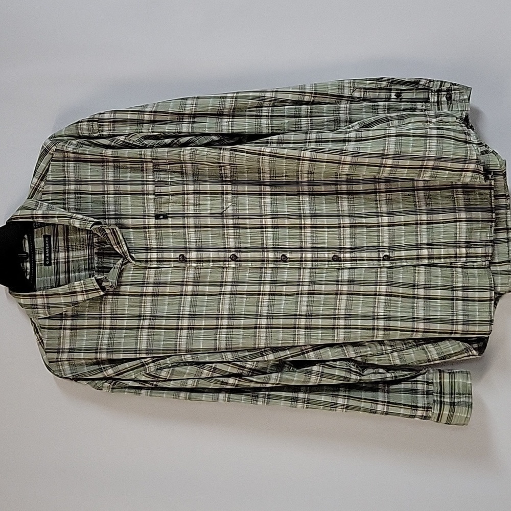 G. H. Bass & Co. Men's Green/Cream Plaid Patterened Shirt, Size XXL